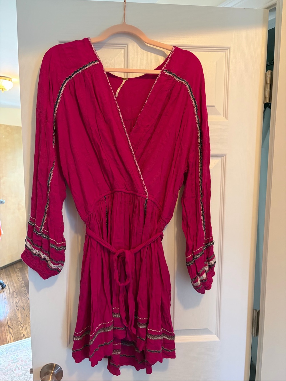 Free People Magenta Long Sleeve Wrap Dress - Picture 1 of 3